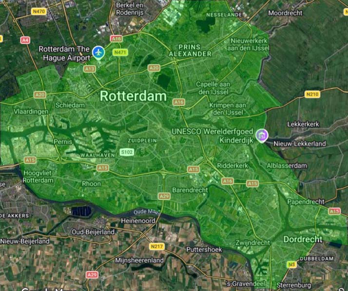 Werkgebied Rotterdam en Rijnmond waar Schoonmaakbedrijf Schone Lei werkt